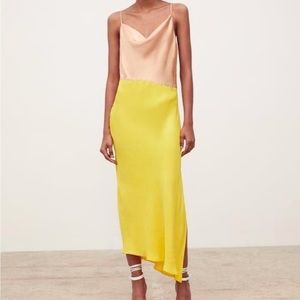 Zara Color Block Satin Midi Slip Dress S